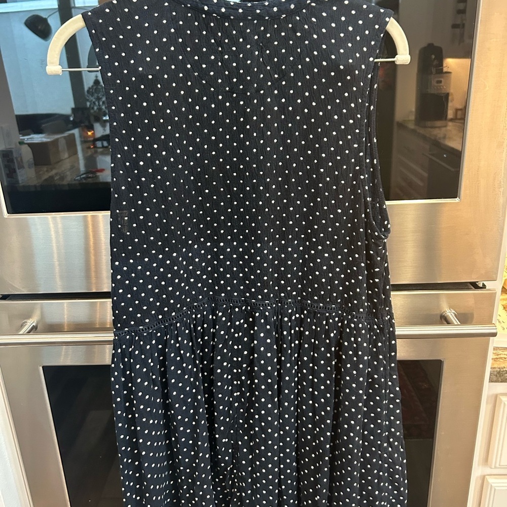 Anthropologie Black and White Polka Dot Tunic size L slight wear GUC - Picture 4 of 4